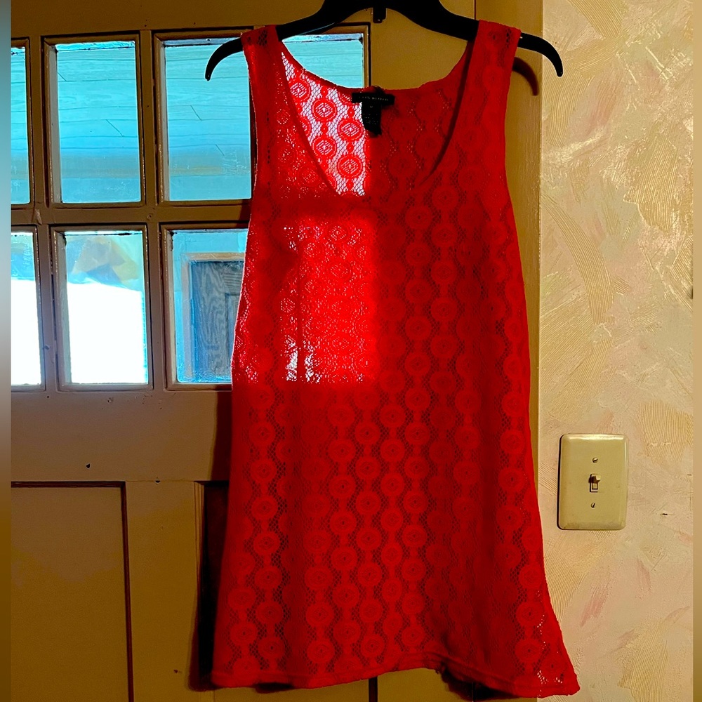 Ellen Weaver  swimsuit Red cover up